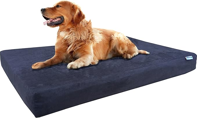 Dogbed4less Extra Large True Orthopedic Memory Foam Dog Bed, Waterproof Liner and External Cover, Gel Cooling Human Grade 40X35X4 Pad, Microsuede in Espresso
