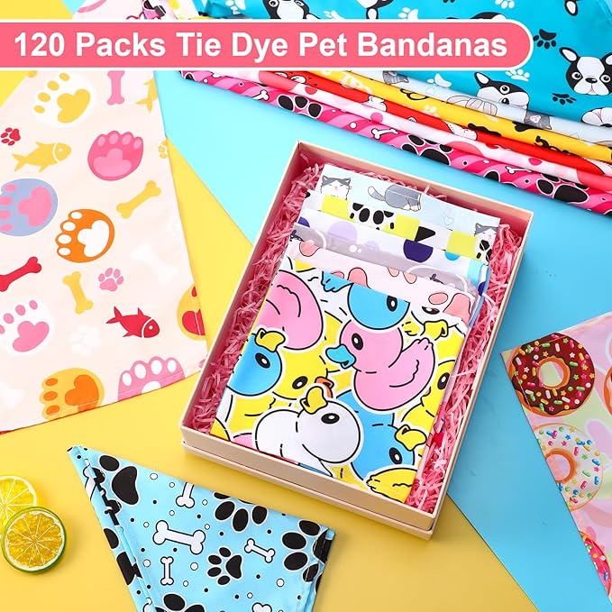 Amylove 120 Pcs Halloween Dog Bandanas Bulk Thanksgiving Day Holiday Triangle Dog Pack Puppy Kerchief Bandana Adjustable Pet Scarf for Pet Cat Costume Accessories Decor(Cartoon)