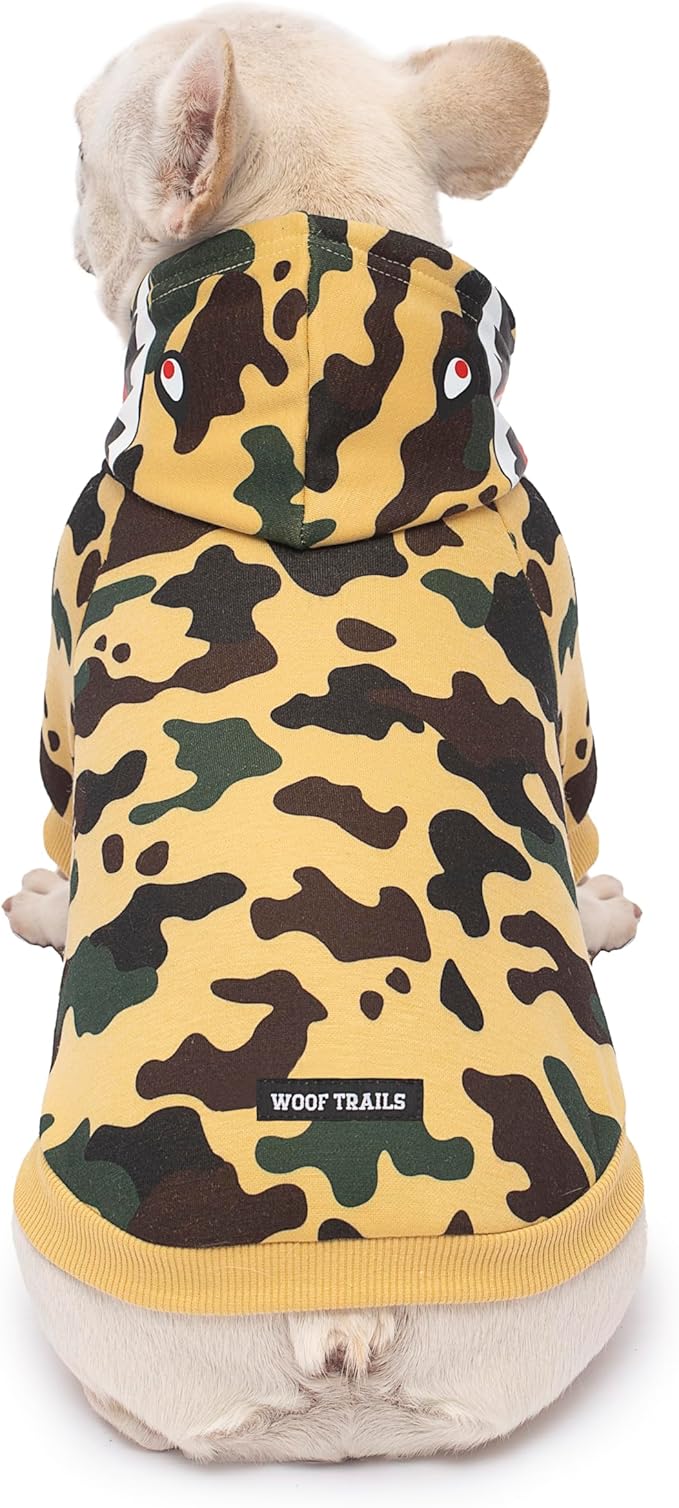 Camo Dog Hoodie Dog Clothes Extra Warm Fleece Lining Stretchy Fit for Small Medium Large Dogs ((Yellow, XX-Large)