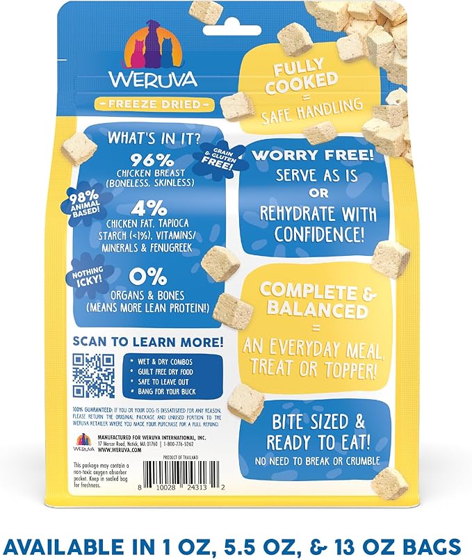 Weruva Dog Freeze Dried, Paw Lickin' Chicken with Chicken Breast, 5.5oz Bag