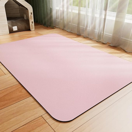 Pet Feeding Mat - Absorbent Dog Mat for Food and Water, No Stains Cat Bowl Mat, Easy to Clean Pet Placemats, Quick Dry Dog Water Dispenser Mat for Messy Drinkers | Pink 18"x28"