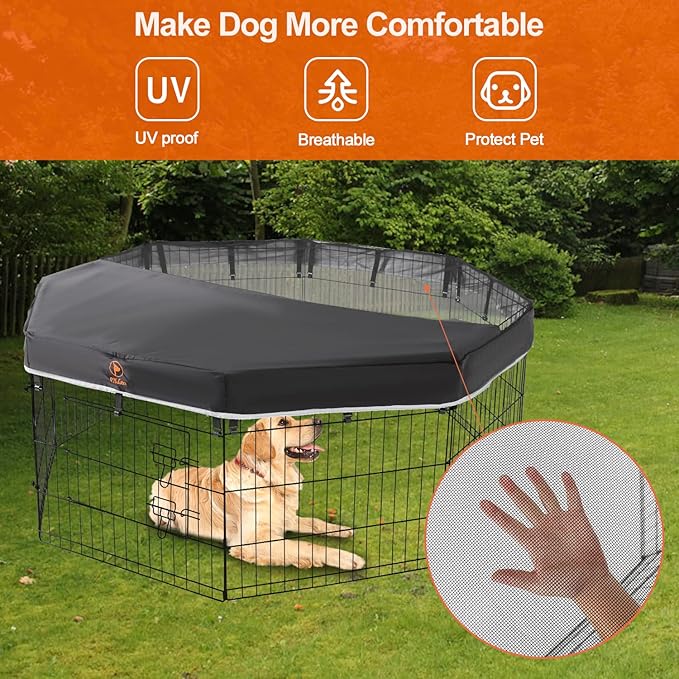 PJYuCien Mesh Top Cover - Fits 8 Panels 24 Inch Width Plastic/Metal Pet Pen Octagonal Dog Playpen (Note: Only Pen Top Cover, NO PLAYPEN)