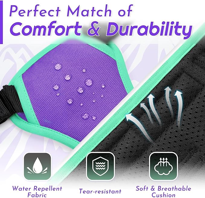 Eagloo Dog Harness Small Sized Dog, No Pull Service Vest with Reflective Strips and Control Handle, Adjustable and Comfortable for Walking, No Choke Pet Harness with 2 Metal Rings, Purple & Green, S