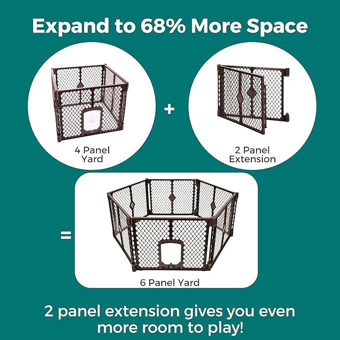 MyPet 2-Panel Extension for Petyard Passage: Made in USA. Freestanding. Increases Play Area up to 34 sq. ft. (26" Tall, Espresso)