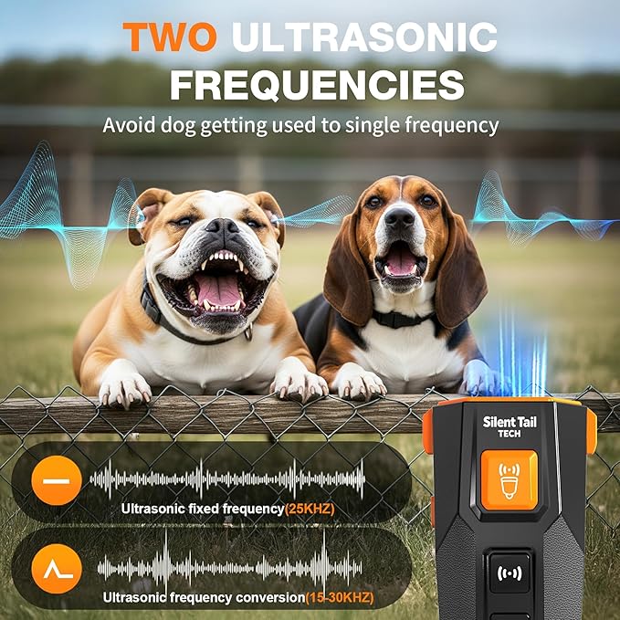 Dog Bark Deterrent Device – Anti Barking Device for Dogs with Triple Ultrasonic Emitters, 4 Modes, LED Light – Immediate Results – Safe & Humane – Indoor/Outdoor