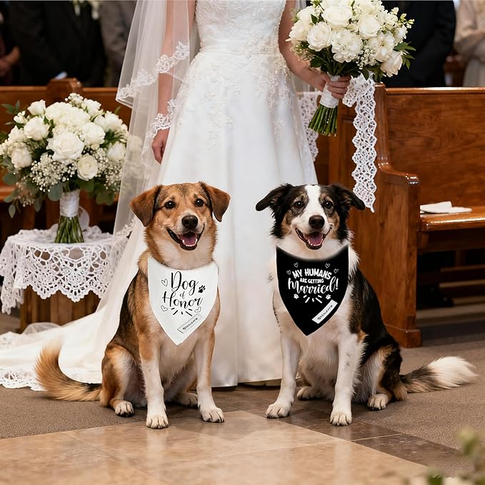 Realeaf My Humans are Getting Married Dog of Honor Dog Bandana,Wedding Outfit for Boy and Girl, Premium Durable Fabric, Engagement Announcement for Large and XLarge Dogs (Small)