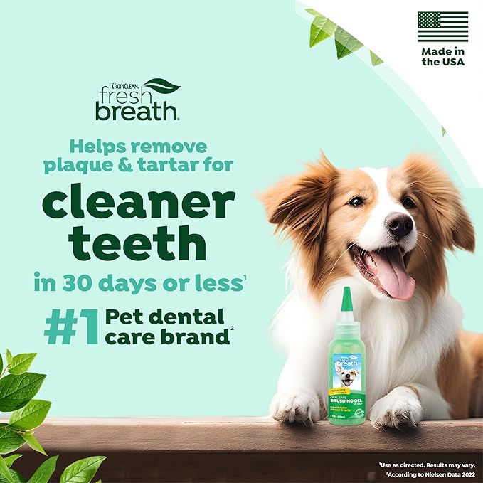 TropiClean Oral Care Brushing Gel for Dogs & Cats| Dog Toothpaste | Pet Dental Gel | Dog Teeth Cleaning Use with Pet Toothbrush | 2 oz