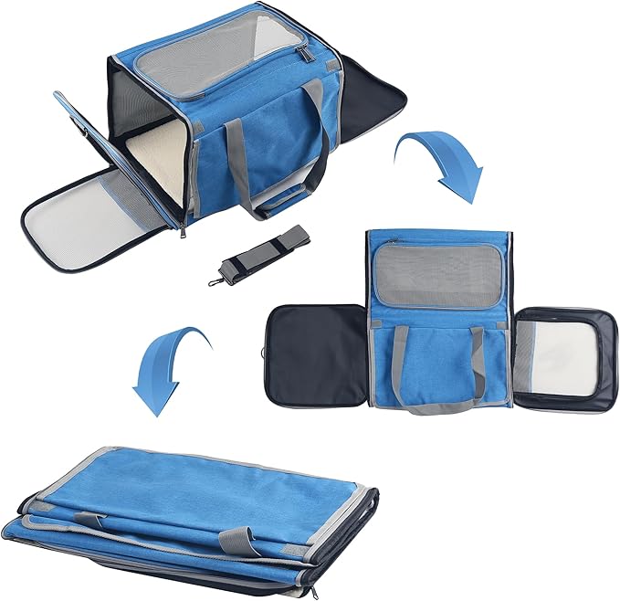 Large Cat Carriers Dog Soft Sided Carriers Cat Soft Sided Carriers Airline Approved Kitten Carrier Reptile Carrier Squirrel Carrier Guinea Pig Carrier(Large_Blue)