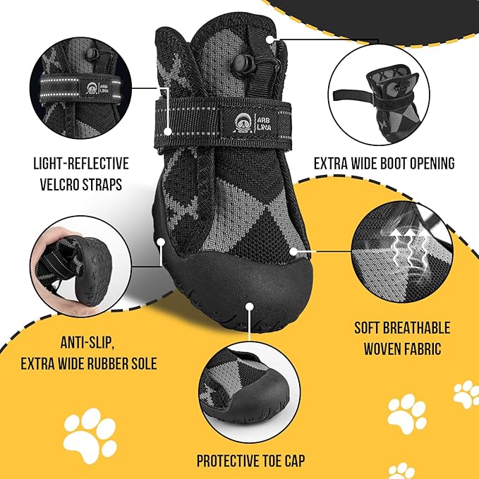 Dog Shoes for Large Medium Size Dogs, Waterproof Anti Slip Dog Boots&Paw Protectors for Summer Hot Pavement Winter Snow, Breathable Dog Booties for Outdoor Walking Hiking Hardwood Floor