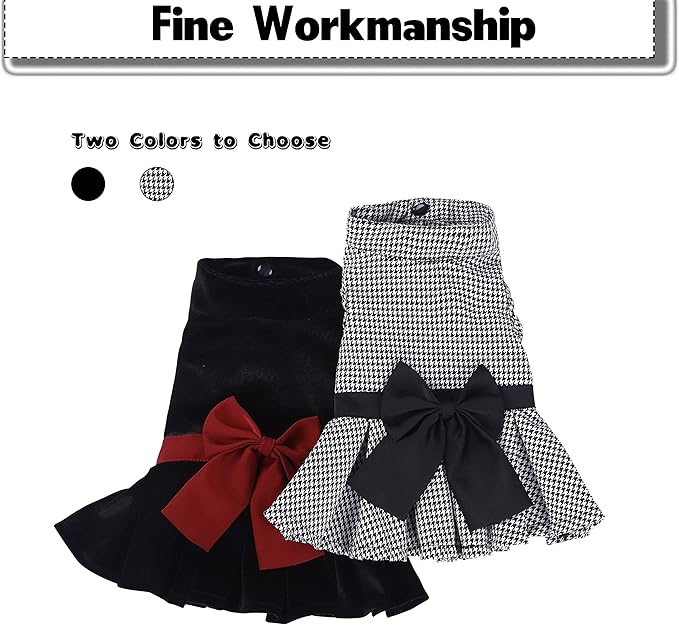 Dog Dress with Bowknot, Fashional All Weather Puppy Clothes Wedding Holiday Princess Pet Dresses for Small Dogs Cats Girl(Small, Black)