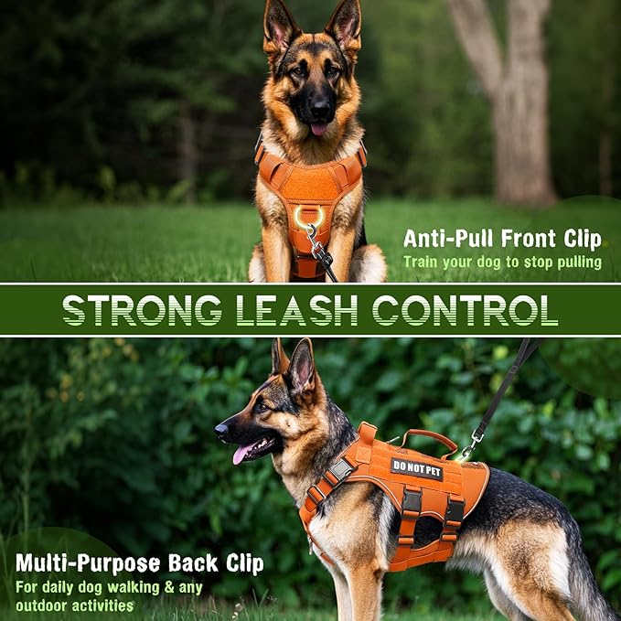 WINSEE Mesh Dog Harness with 10 Pet Patches for Small Service Dog in Training, Breathable Tactical Molle Vest with Double Handle, Reflective Military Pet Vest for Walking Hiking