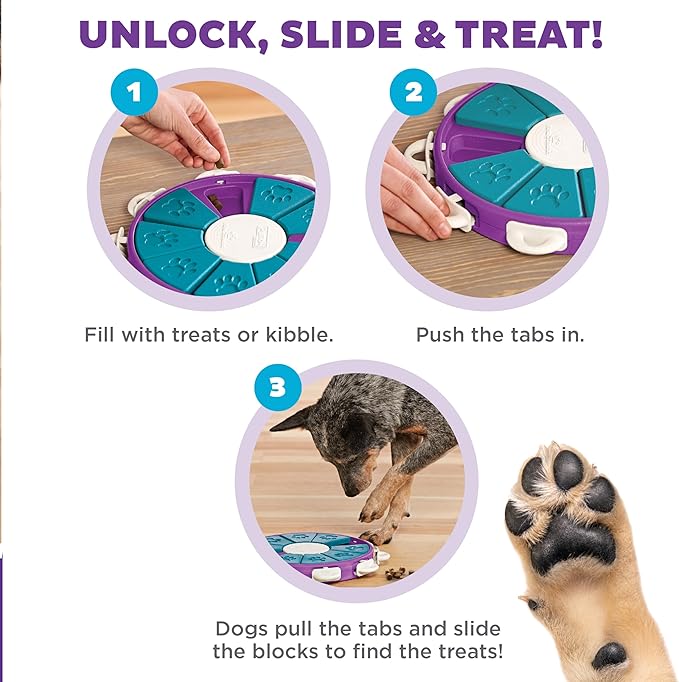 Outward Hound by Nina Ottosson Dog Twister Treat Puzzle Enrichment Toy, Level 3 Advanced, Purple