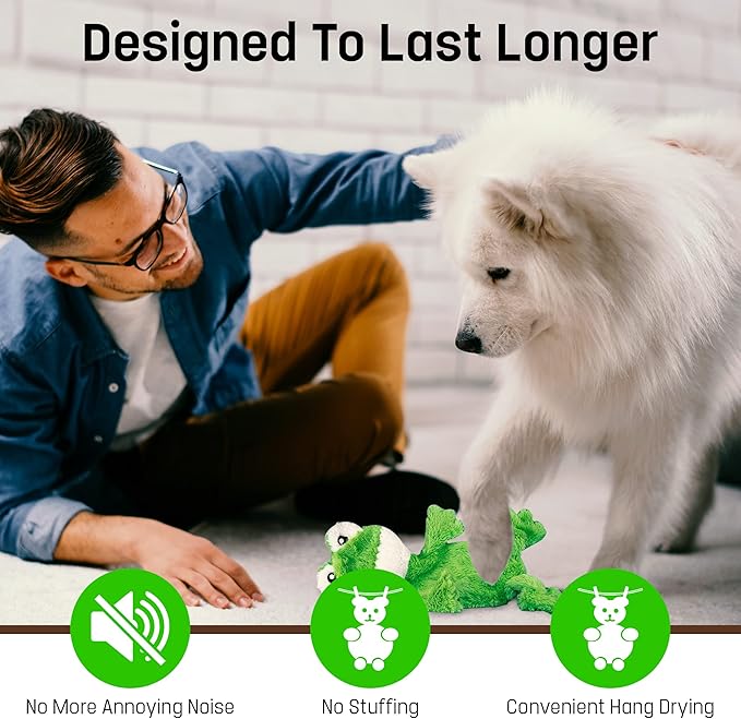 FGA MARKETPLACE Frog-Grey and Pink Rabbit Flat NO Stuffing NO Squeak Plush Dog Toy, Funny Style Will Entertain Your Pet for Hours, Recommended for Small and Medium Dog 21 INCH Long