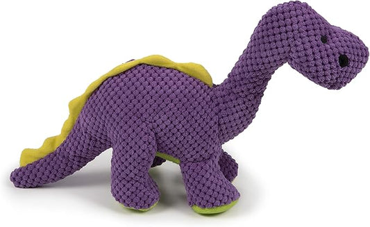 goDog Checkers Dinos Bruto Squeaky Plush Dog Toy, Chew Guard Technology - Purple, Large