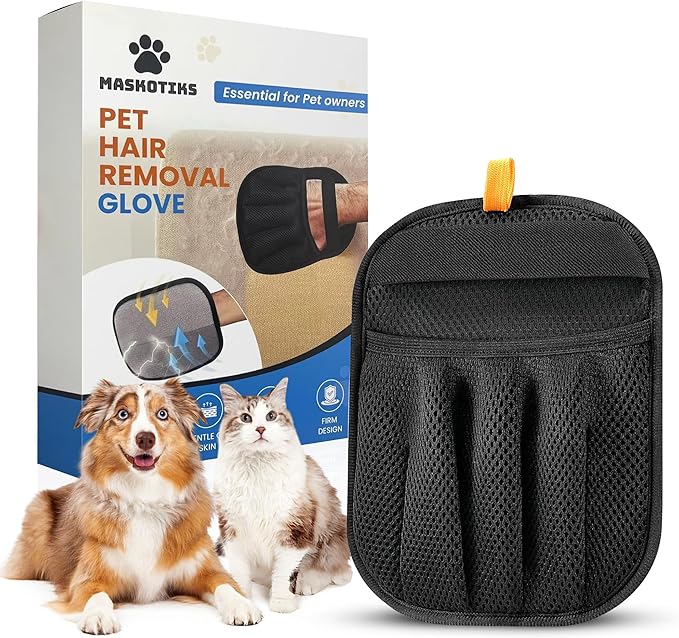 Pet Hair Removal Glove-Electrostatic Pet Hair Remover Glove with 5-Finger Design, Cat Hair Remover Glove for Couch,Car,Laundry,Carpet,The Magic Brush Pet Hair Remover is Light and Washable