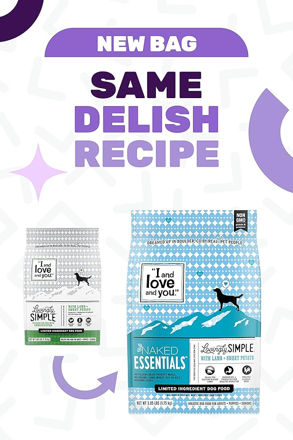 I and love and you Lovingly Simple Dry Dog Food - Lamb + Sweet Potato - Grain Free, Filler Free, Prebiotic + Probiotic 21lb Bag