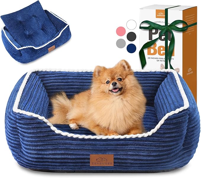 Orthopedic Dog Bed for Medium Dogs,Dog Sofa Beds Supportive Foam Pet Couch Bed with Removable Washable Mat and Nonskid Bottom (Medium, Blue)