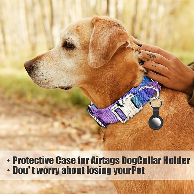 Tactical Military Dog Collar - Adjustable Nylon, Heavy Duty Metal Buckle with Handle for Dog Training, Patches (Gradient 1, XL)