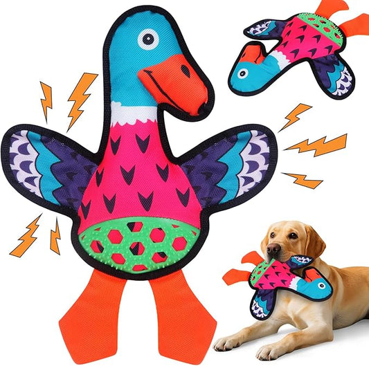 Squeaky Dog Toys, Crinkle Dog Toy,Colorful Absurd Duck Dog Toys,Interactive Dog Toy,Fun for Indoor Puppies,Chewing and Play(Pink)