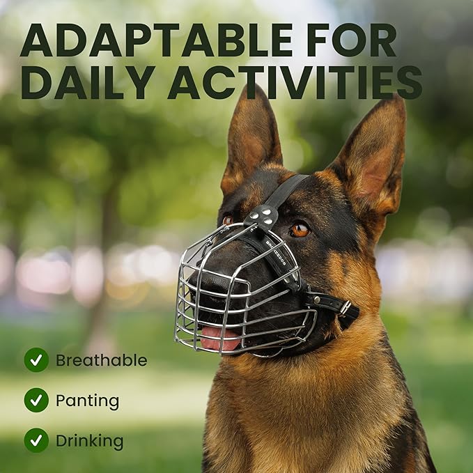 BRONZEDOG Wire Dog Muzzle German Shepherd for Medium Large Dogs Adjustable Durable Metal Basket for Biting Chewing Barking (XL)