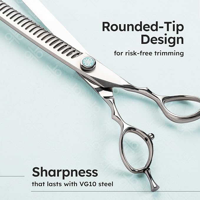 8" Dog Grooming Thinning Scissors – Handcrafted, Ergonomic, VG10 Stainless Steel for Sharper, Tougher, Better Edge Retention, Thinning Rate 60-70%