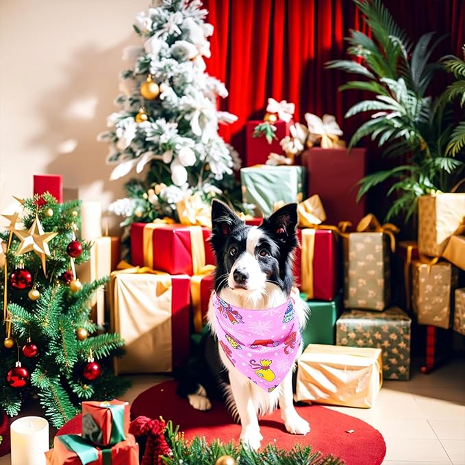 Christmas Dog Bandanas for Large Dogs Breed 7 Pcs Sewing Hemming Christmas Dog Bandanas XXL Adjustable Scarves Grooming L