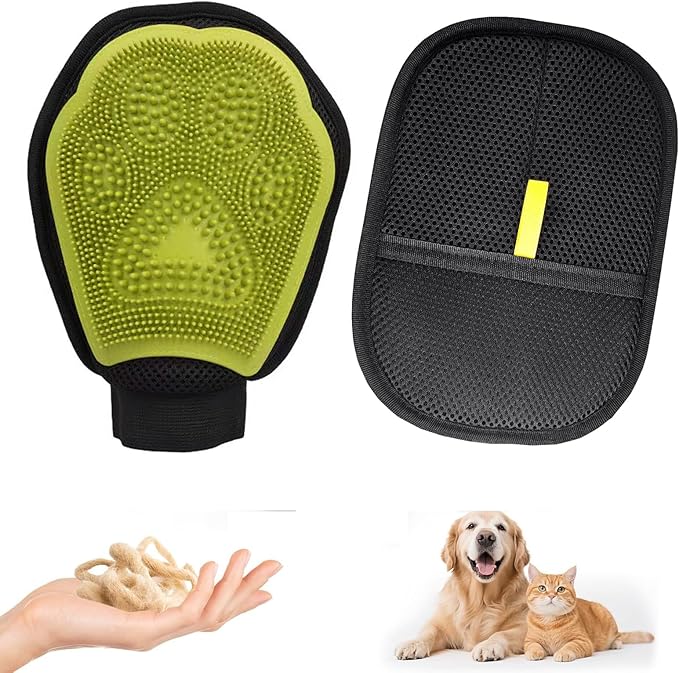 Pet Hair Remover Gloves Bath Brush Gentle Shedding Brushes,Pet Hair Remover Tool for Carpet, Curtain, Clothing, Couch, Car Seat (2PCS)