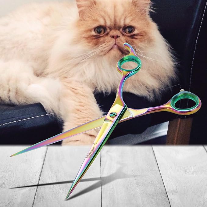 Sharf Rainbow 8.5 Inch Dog Trimming Scissors for Grooming - Effortless Grooming Performance - Durable Blades for Flawless Results - Professional and Beautiful Dog Cutting Scissors for Grooming