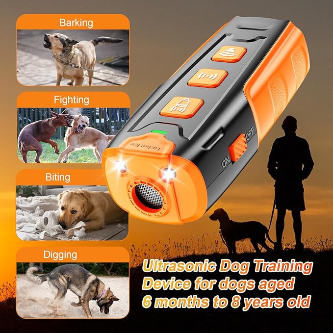 Dog Bark Deterrent Devices, Anti Barking Device for Dogs, 3 Modes Ultrasonic Dog Training Remote Control Effective & Safe Pet Corrector Behavior Portable Indoor Outdoor Uses