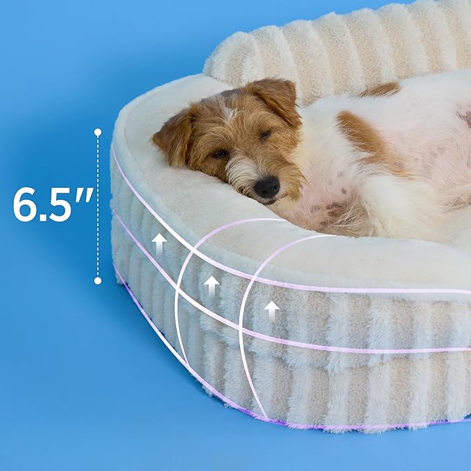 LE SURE Cute Dog Bed Medium Size Dog, Orthopedic Waterproof Medium Pet Beds with Sides, High Back Non-Slip Bottom and Egg-Crate Foam Pet Couch Sofa with Washable Removable Cover, Beige