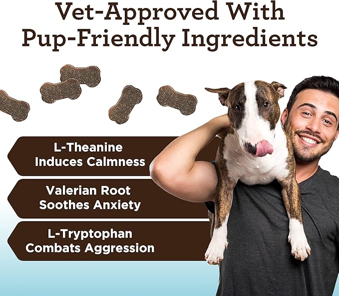 VetPro Advanced Calming Aid, Dog Anxiety Treats, Enhanced with Organic Hemp Seed Oil, Veterinarian Formulated Dog Calming Treats