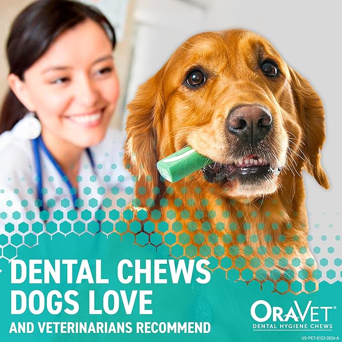 OraVet Dental Chews for Dogs, Oral Care and Hygiene Chews (Extra Small Dogs, 3.5-9 lbs.) Yellow Pouch, 30 Count
