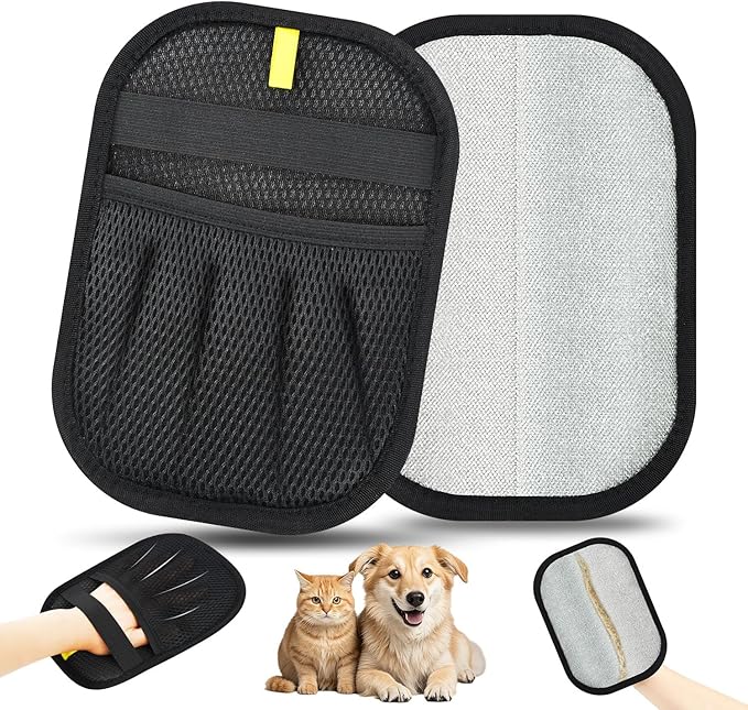 Static Pet Hair Remover Gloves, Reusable Electrostatic Pet Cat Dog Hair Removal Grooming Gloves Brush Tool for Couch, Furniture, Carpet, Car Seat (1 Pack Finger Style)