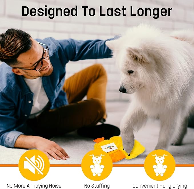 FGA MARKETPLACE Duck Flat NO Stuffing NO Squeak Plush Dog Toy, Funny Style Will Entertain Your Pet for Hours, Recommended for Small and Medium Dog 21 INCH Long