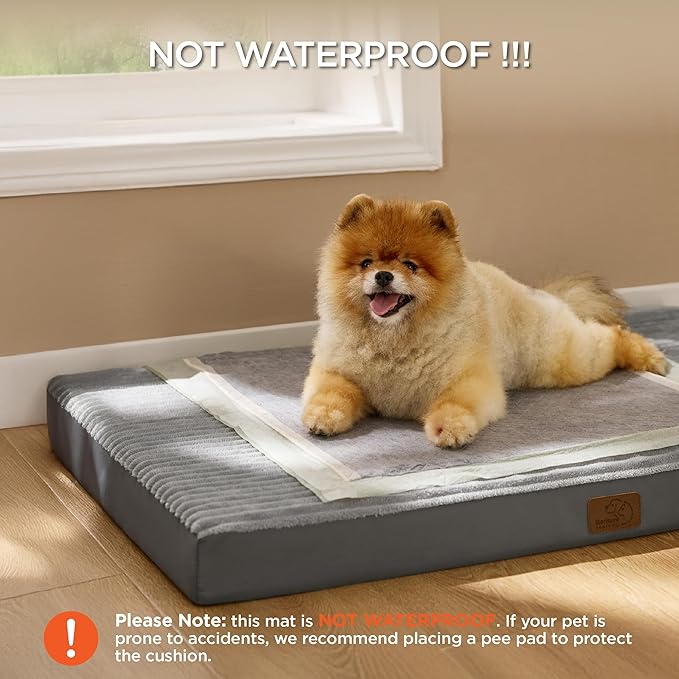 Bedsure Dog Bed Medium Size Dog - Orthopedic Pet Beds with Removable Machine Washable Cover, NOT Waterproof Egg Crate Foam Puppy Pad, Suitable for Pet Up to 35 lbs, 29"x18"