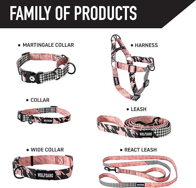 Wolfgang Heavy Duty Adjustable Dog Harness, Pull-Tested to Over 800 lbs for Walking & Training, HoundsPink Print, Small