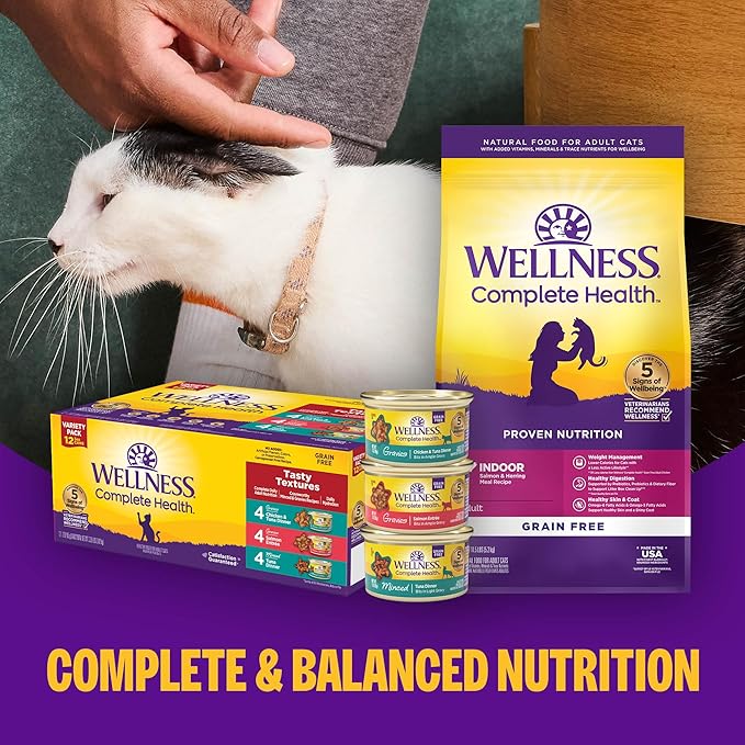 Wellness Complete Health Pate Kitten Wet Cat Food, Natural, Protein-Rich, Grain-Free, 3 Ounce, 24 Pack, (Whitefish & Tuna)