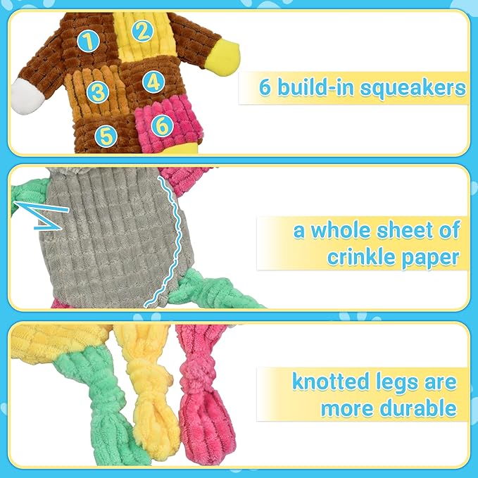 5Pcs Squeaky Dog Toys, Large Crinkle Dog Toys for Large Medium and Small Dogs, Puppy Toys to Keep Them Busy Great Value Dog Toy Bundle