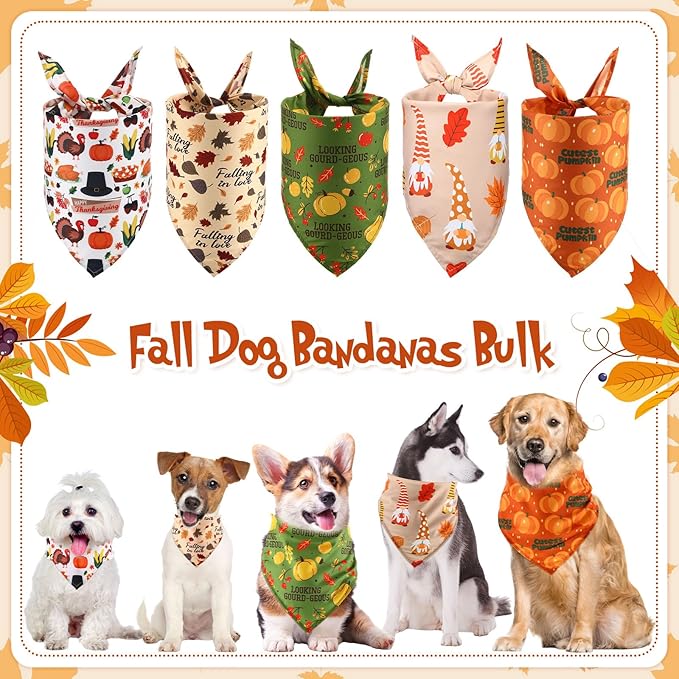 Lasnten 120 Pcs Fall Dog Bandanas Bulk Thanksgiving Dog Bandanas Pumpkin Pet Bibs Scarf for Dogs Triangle Scarf Holiday Costume for Small Medium Large Pet Accessories Grooming Supplies (Pumpkin)