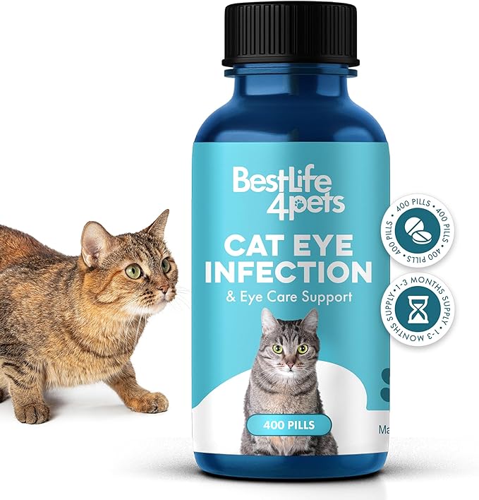 Cat Eye Infection & Vision Care Support, Holistic Vision Support for Cats & Kittens, Soothes Eye Infections, Conjunctivitis, Swelling, and Discharge, Easy to Use, 400 Odorless, Tasteless Pills