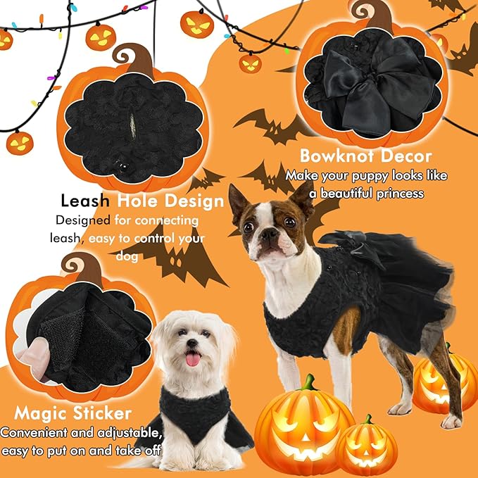 QBLEEV Dog Dress, Dog Wedding Dress for Medium Dogs, Bowknot Dog Wedding Attire Pet Dog Bride Costume Sweet Dog Formal Dress Lace Tutu Skirt Christmas Dog Princess Dress Puppy Dog Flower Girl Dress L