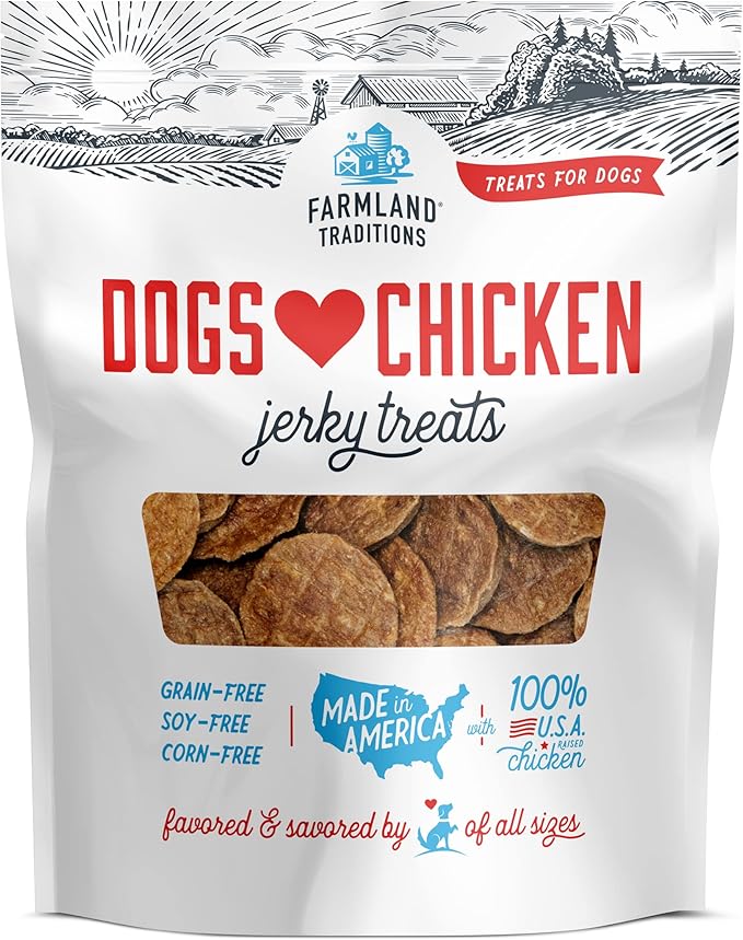 Farmland Traditions Dogs Love Chicken Jerky Dog Treats with Only 3 Ingredients and No Fillers, 2 Pound Bag