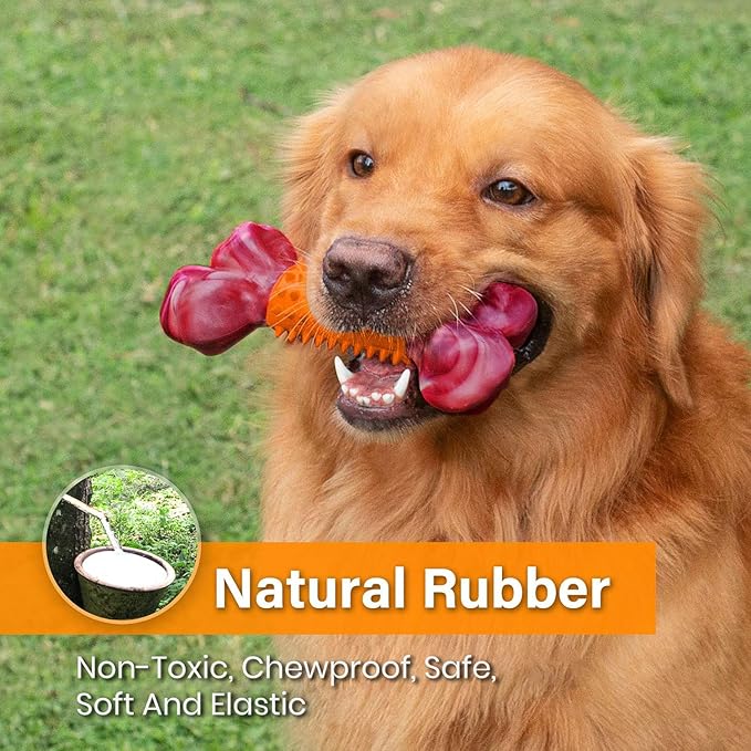 Apasiri Dog Toys for Aggressive Chewers Peanut Butter Flavored: 3-Pack Dog Bones for Large Dogs, 8" Chew Toys Long-Lasting, Tough Nylon & Rubber Dogs Toys