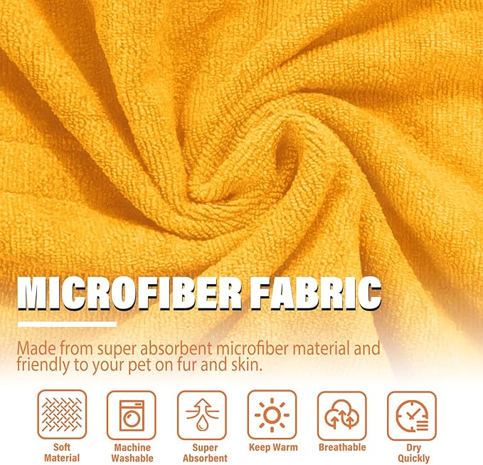Dog Robe - Fast Drying Towel - Microfiber Super Absorbent Pet Bathrobe, Adjustable Collar & Belly Strap (Yellow, XXX-Large)