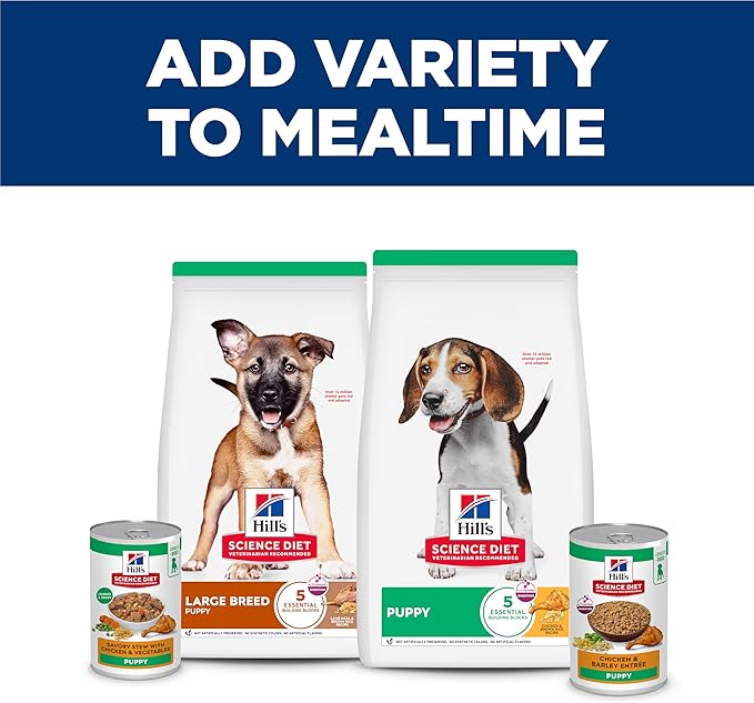 Hill's Science Diet Puppy, Puppy Premium Nutrition, Wet Dog Food, Chicken & Barley Loaf, 13 oz Can, Case of 12