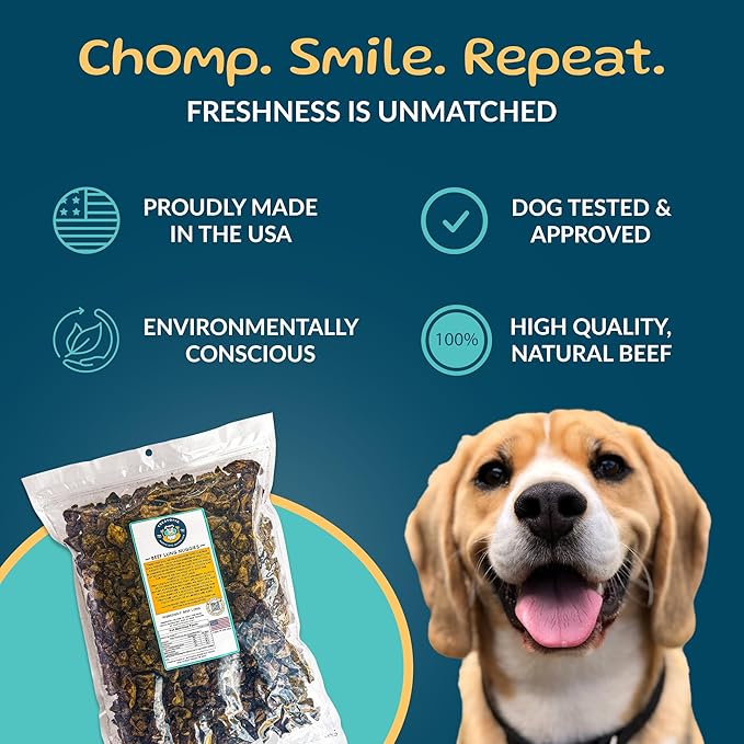 Beef Lung Nuggies Dog Treats, 2 LB Bag - All-Natural, Sustainable, Healthy, High Protein, Hand-Trimmed, Slow-Roasted, Made in The USA, Nutritious, No Additives, No Fillers