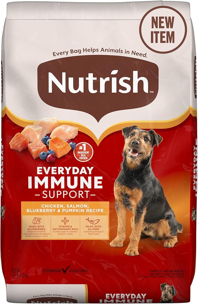 Nutrish Everyday Immune Support Dry Dog Food, Chicken, Salmon, Blueberry & Pumpkin Recipe, 13 lb. Bag (Rachael Ray)