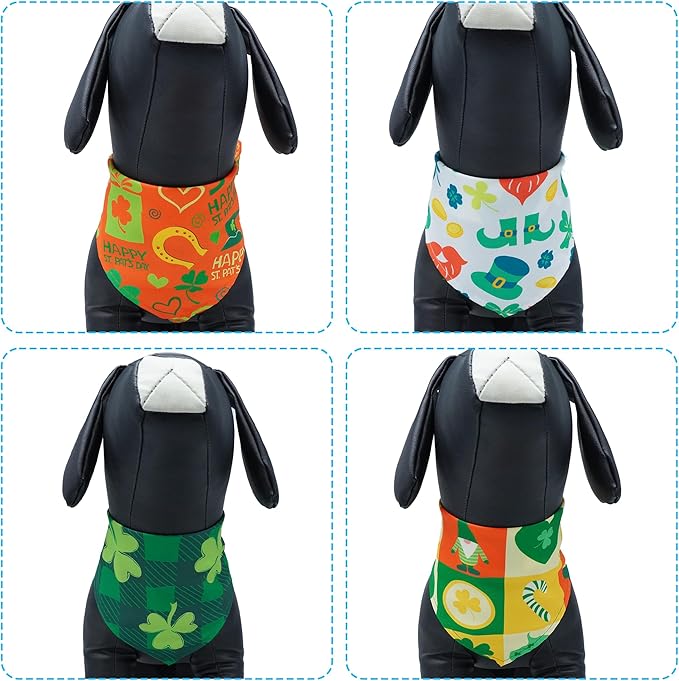 St Patricks Day Dog Bandanas for Small Dogs Breed 7 Pcs Stitching Edge Dog Bandanas Adjustable Scarves Puppy Grooming S