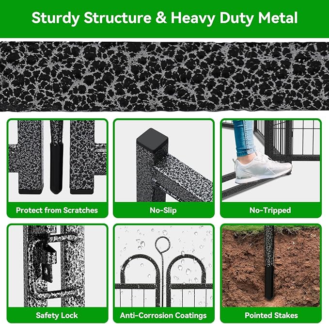 Dog Playpen Outdoor 24 Piece Panels Heavy Duty Dog Fence 40" Height Anti-Rust with Doors Portable for RV Camping Yard, Total 54FT, 227 Sq.ft, Snowy Black