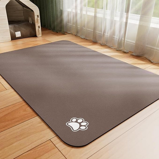 Pet Feeding Mat - Absorbent Dog Mat for Food and Water, No Stains Cat Bowl Mat, Easy to Clean Pet Placemats, Quick Dry Dog Water Dispenser Mat for Messy Drinkers | Paw Brown 18"x 28"